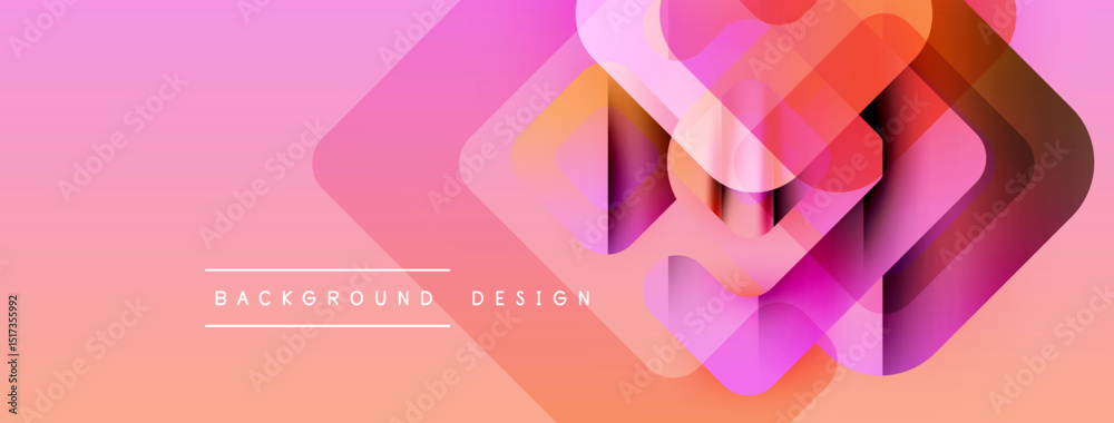 Aufkleber abstract geometric shapes overlap, creating vibrant gradient effect. pink, orange hues dominate comp