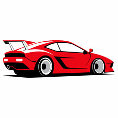 Naklejka premium Red car isolated on white background