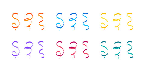 Colorful Serpentine Ribbons Vector Set