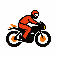 Biker riding motorcycle illustration logo vector isolated on white background