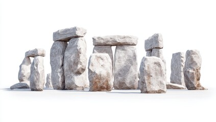Array of light gray stone megalithic structures