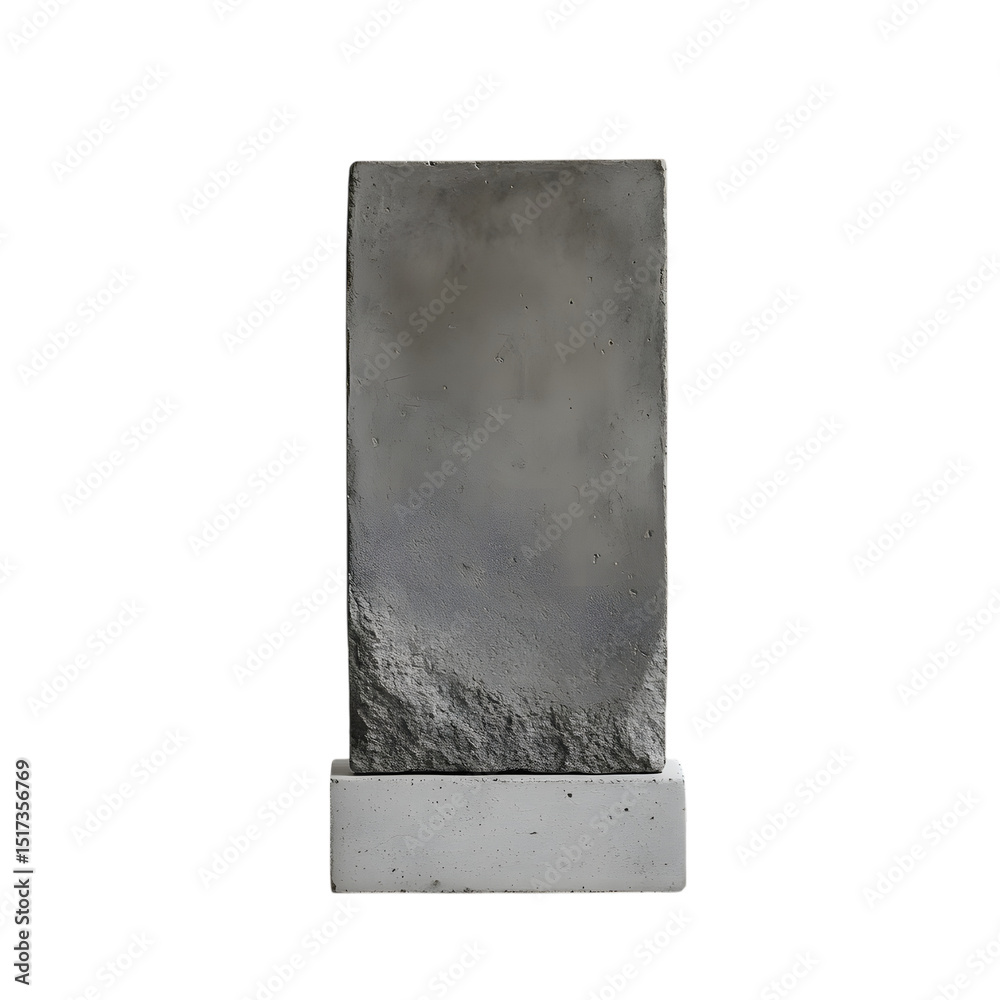 Fototapete Rough textured concrete block on base isolated on transparent background