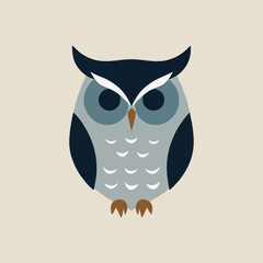 A charming vector design of a wise owl with large, expressive eyes, set against a clean white backdrop, perfect for nature and wildlife enthusiasts.
