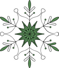Minimalist Snowflake Border Vector Line Drawing for Design