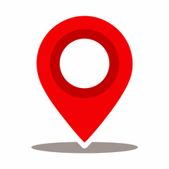 Red location sign on white background
