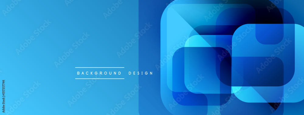Aufkleber abstract blue background. geometric shapes overlap creating modern design. smooth gradients, vibrant
