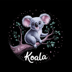 koala climbing tree vector design