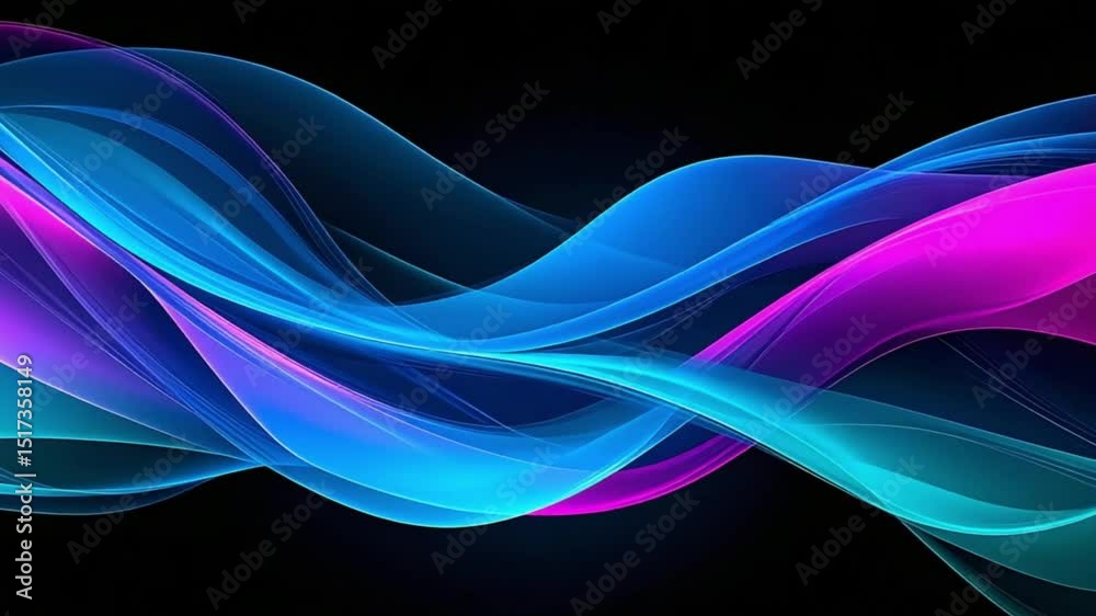 Wall mural Abstract Gradient Waves in Motion - Mesmerizing Time-Lapse Animation in 4K