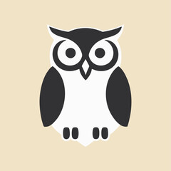 A charming vector illustration of a wise owl sitting on a branch against a pure white background, symbolizing wisdom and nature.