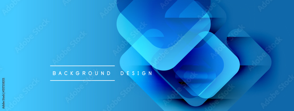 Poster abstract blue background. geometric shapes overlap creating dynamic visual effect. modern design sui