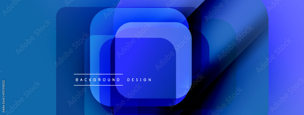 Leinwandbilder Abstract blue layers create dynamic background. Rounded rectangles overlap, forming modern design. Text reads background design.