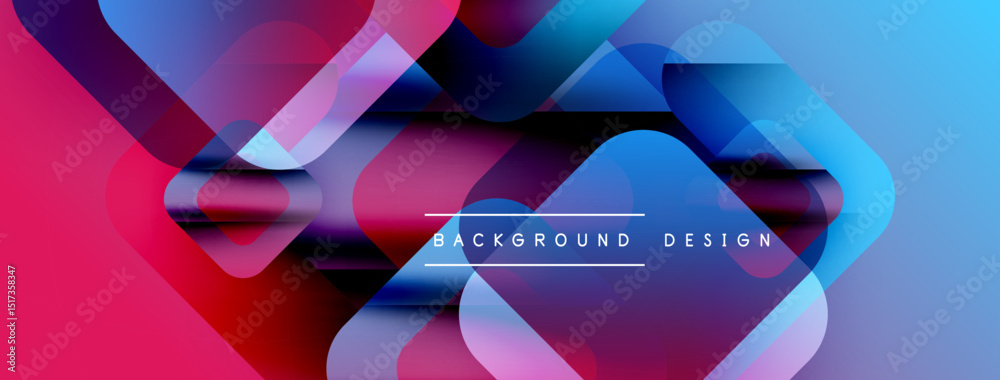 Poster abstract vibrant layers create dynamic composition. pink, blue, purple hues blend seamlessly. modern