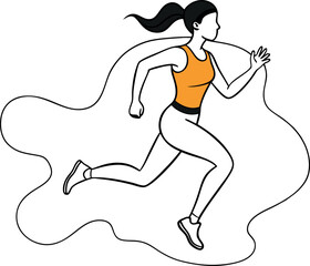 Minimalist Line Drawing of Runner Girl Athlete Vector