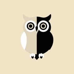 A charming vector illustration of a wise owl sitting on a branch against a pure white background, symbolizing wisdom and nature.