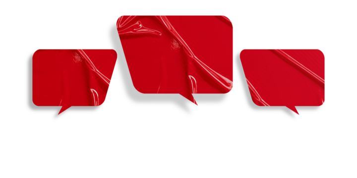 Red speech bubble crumpled paper isolated on transparent background