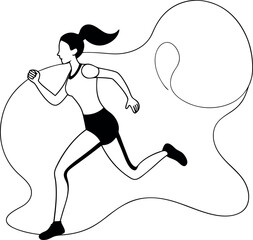 Minimalist Line Drawing of Runner Girl Athlete Vector