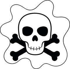 Minimalist Skull and Bones Line Drawing Vector Artwork