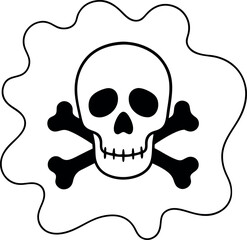 Minimalist Skull and Bones Line Drawing Vector Artwork