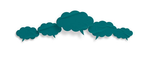 Green speech bubble crumpled paper isolated on transparent background