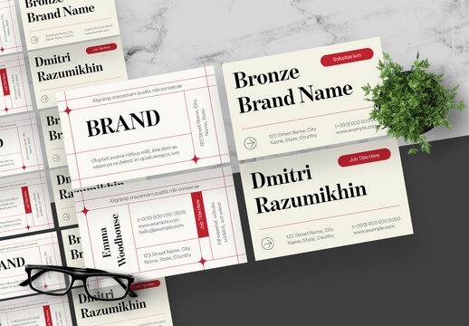 Cream And Red Business Card