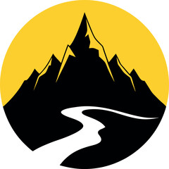 Minimalist Mountain River Silhouette Vector Design