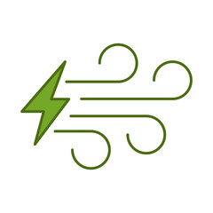 Energy Wind Line Icon. Concept of Green Technology, Climate Change, Global Warming, CO2 Neutral Editable Stroke Icon