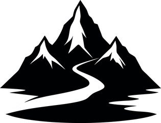 Minimalist Mountain River Silhouette Vector Design