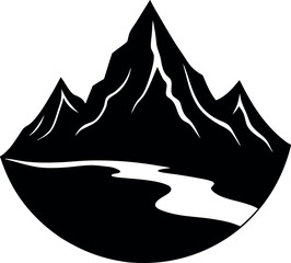 Minimalist Mountain River Silhouette Vector Design