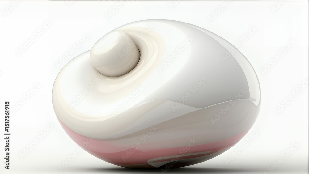 Poster abstract glossy sphere with swirling design showcases smooth curves and delicate color transition.