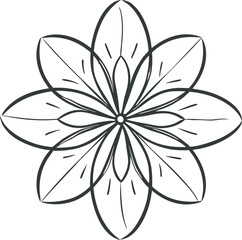 Elegant Round Flower Silhouette Design Vector