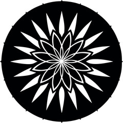 Elegant Round Flower Silhouette Design Vector