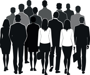 Silhouette of Crowd People from Back Vector Art