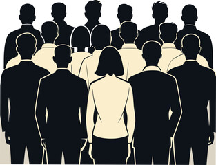 Silhouette of Crowd People from Back Vector Art