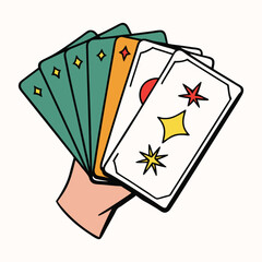A female hand gracefully holds mystical tarot cards, radiating magical energy and mystery, perfect for divination, fortune-telling, or spiritual-themed designs.
