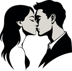 Elegant Sketch of Romantic Kissing Vector Silhouette for Art Projects