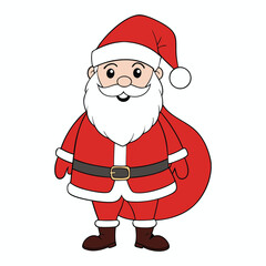 Jolly Santa Claus with a big smile, carrying a bulging red sack full of gifts over his shoulder, ready to spread Christmas cheer to kids around the world!
