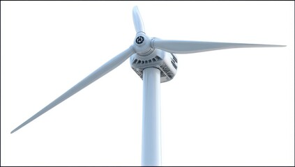 Close-up of a white wind turbine