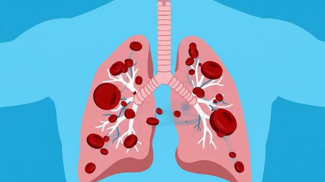 Lungs diagram with blood clots illustration