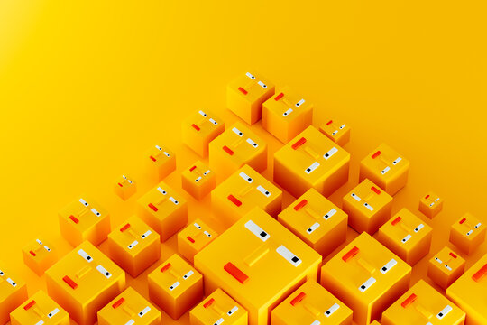 Colorful minimalist square faces in a fun mosaic