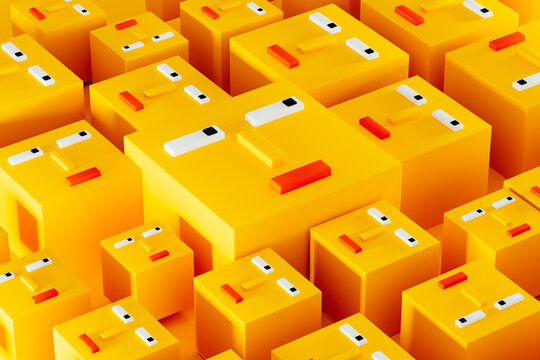 Colorful minimalist square faces in a fun mosaic