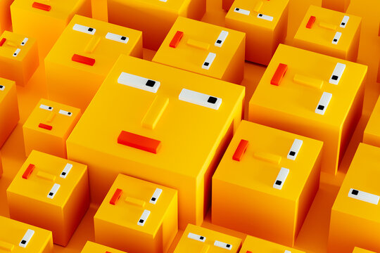 Colorful minimalist square faces in a fun mosaic