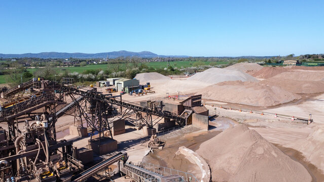 Aerial view of sand and gravel processing site