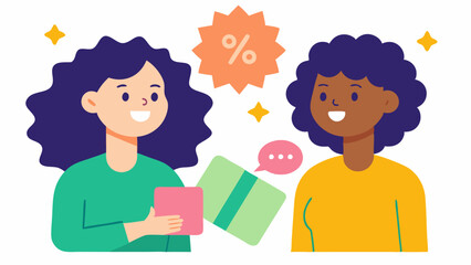 Bargain Hunters Two women one with curly hair and the other with braids excitedly comparing prices on items they found in a clearance section surrounded by colorful signage