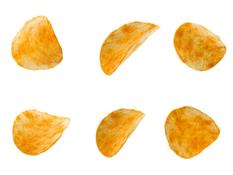 Potato chips isolated on white background