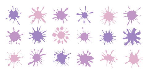 Watercolor paint splatter vector set, ink splash graphic design elements for artistic backgrounds and designs silhouette