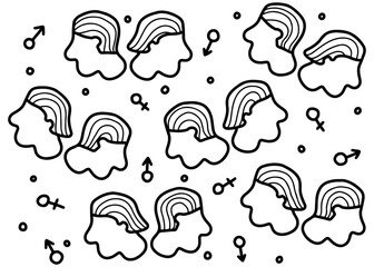 seamless pattern with black and white male and female symbols 