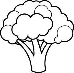 broccoli vegetable outline coloring book page line art vector illustration