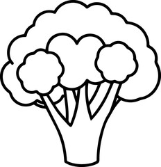 broccoli vegetable outline coloring book page line art vector illustration