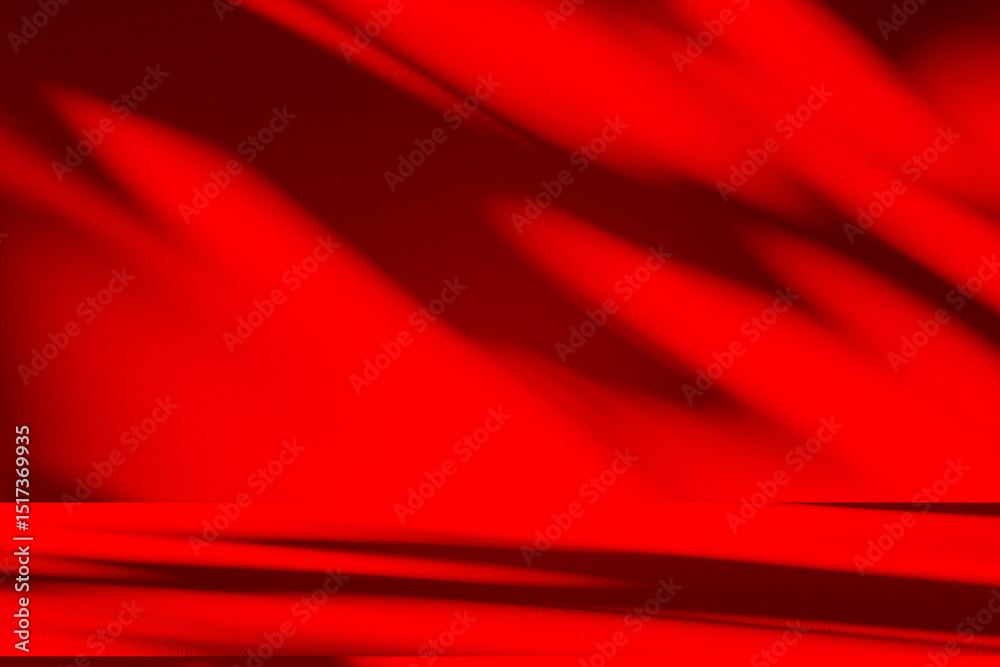 Leinwandbilder wall interior background, studio and backdrops show products.with shadow from window color red backg