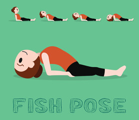 Yoga Tutorial Fish Pose Cartoon Vector Illustration